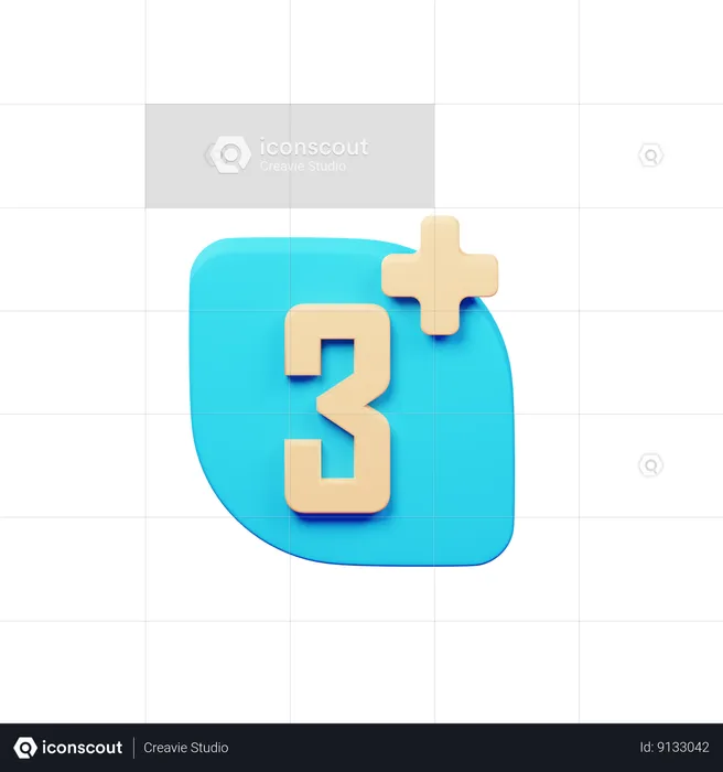 Age Restriction 3 Plus  3D Icon