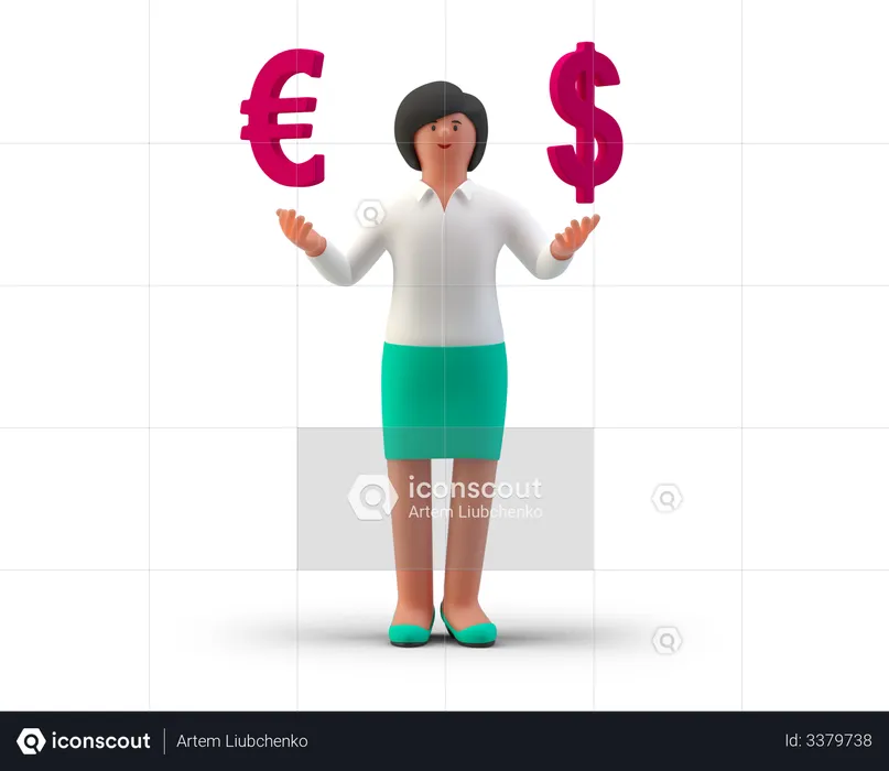 Agente de cambio de moneda  3D Illustration