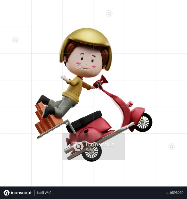 Agente de entrega em scooter  3D Illustration