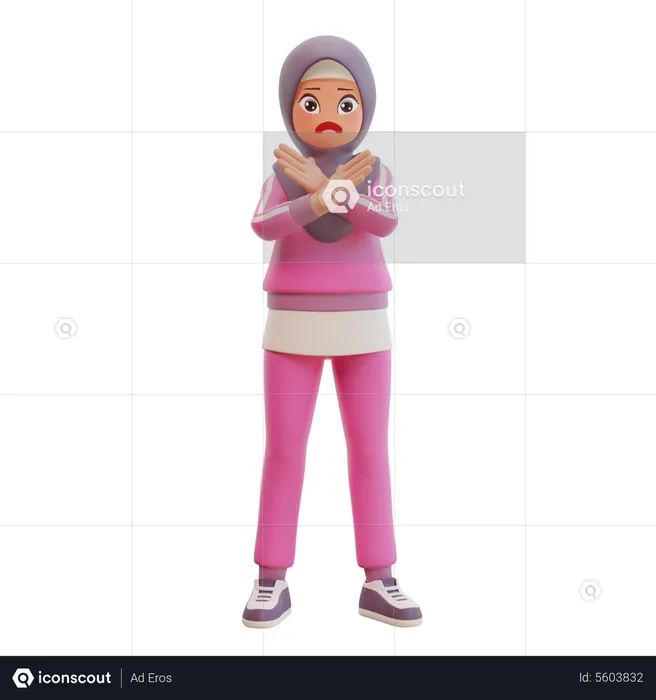Aggressive Muslim Girl  3D Illustration