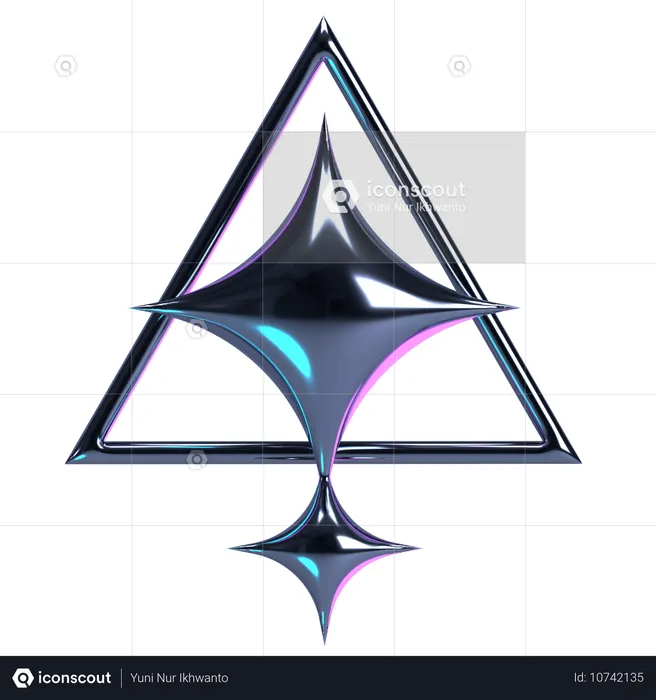 Aglomerado de estrelas triangulares cromadas  3D Icon