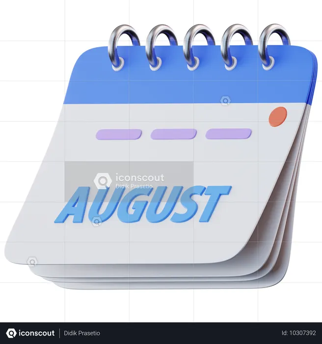 Calendário de agosto  3D Icon