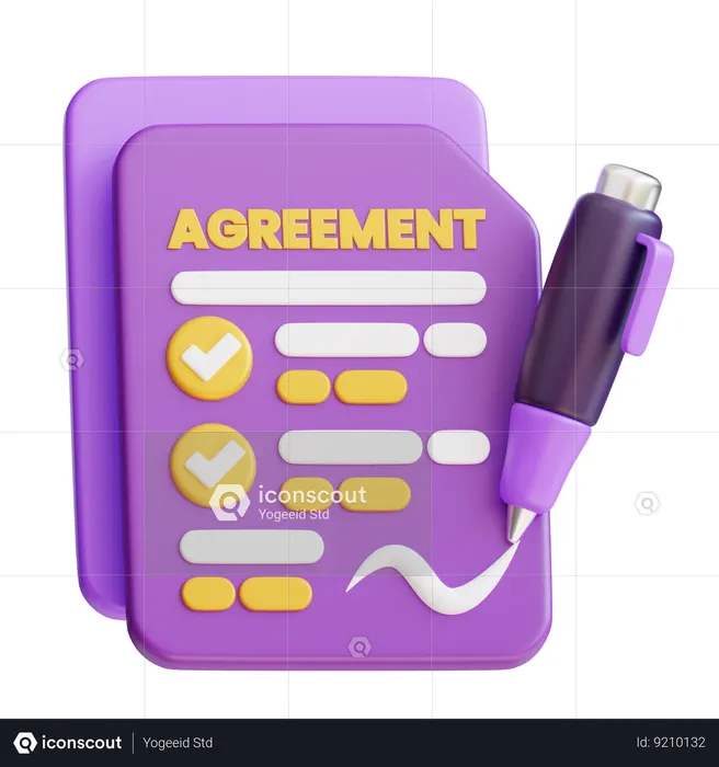 Agreement Paper  3D Icon