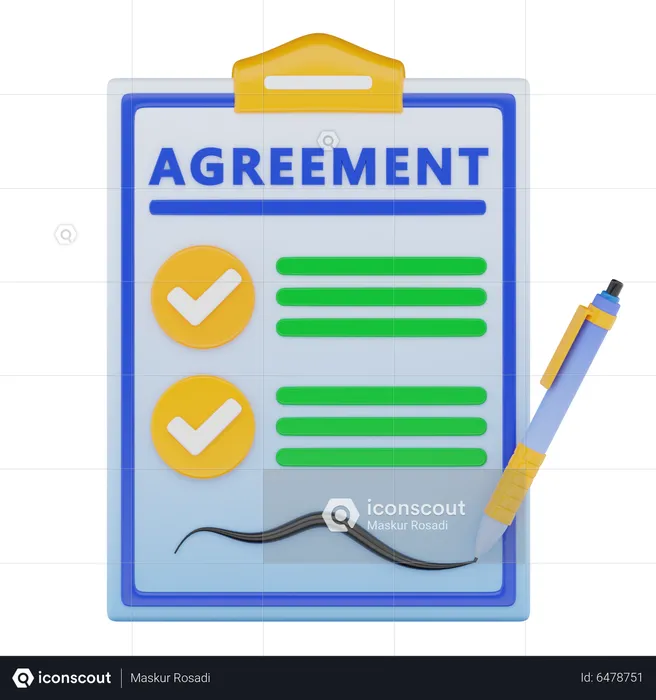 Agreement Paper  3D Icon