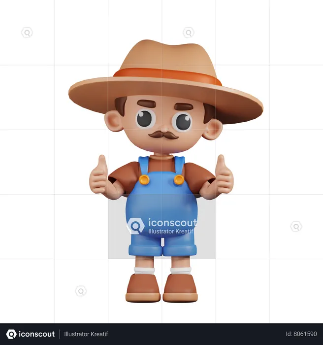 Un agriculteur lève le pouce  3D Icon
