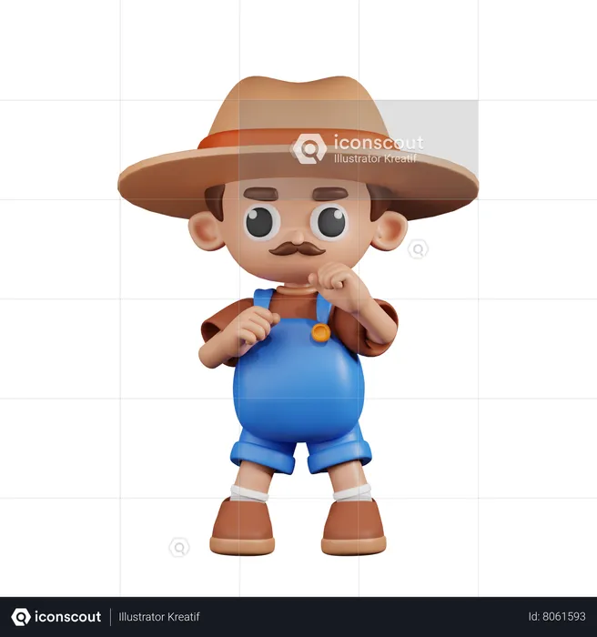 Agricultor pronto para lutar  3D Illustration