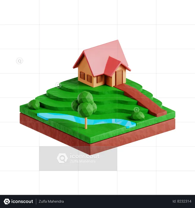 Agricultura em terraço  3D Icon