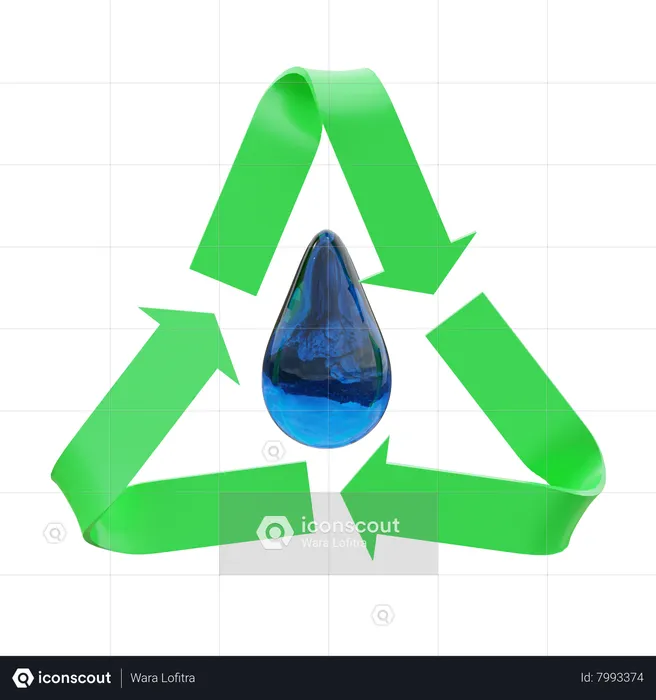 Agua renovable  3D Icon