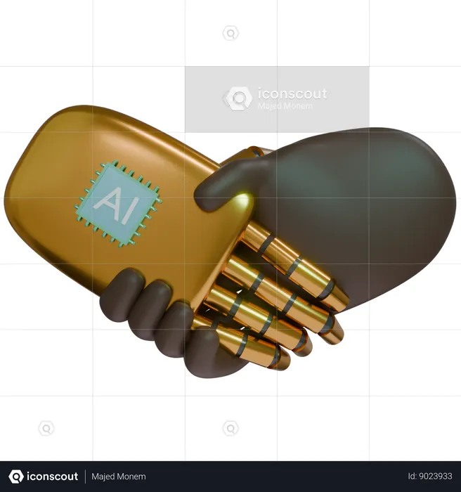 AI Hand Shake com mão humana  3D Icon