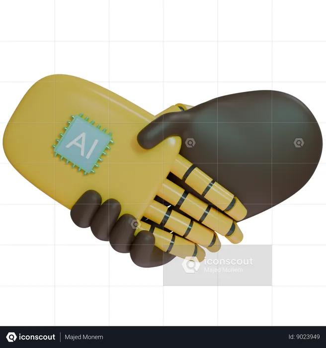 AI Hand Shake com mão humana  3D Icon