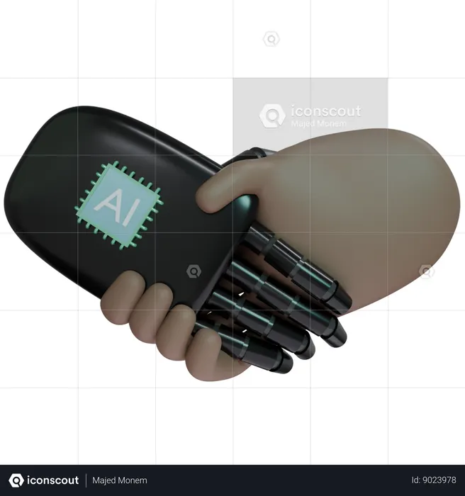 AI Hand Shake com mão humana  3D Icon