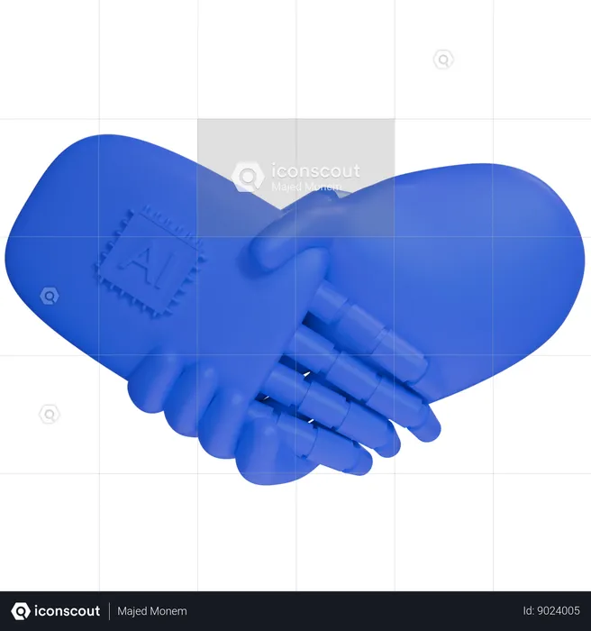 AI Hand Shake com mão humana  3D Icon