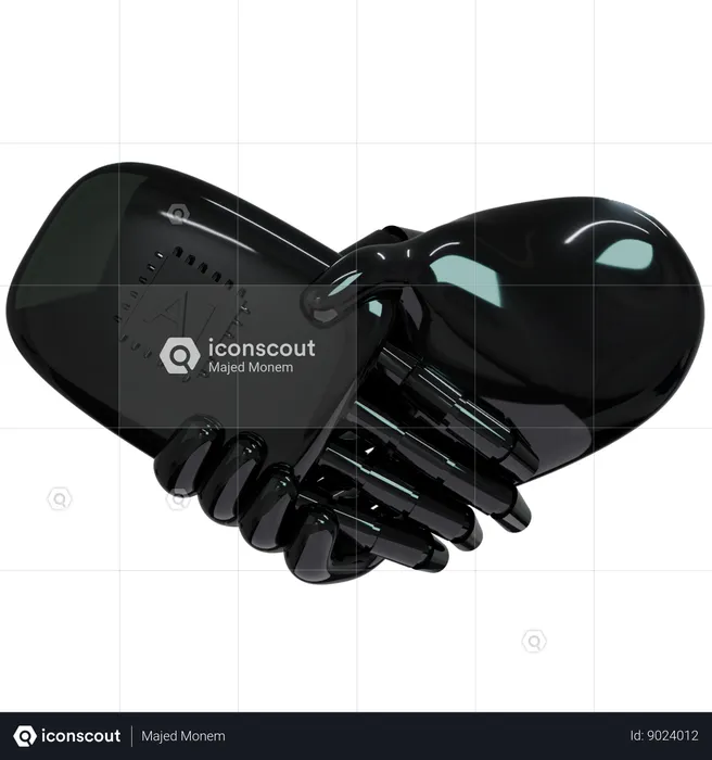 AI Hand Shake com mão humana  3D Icon