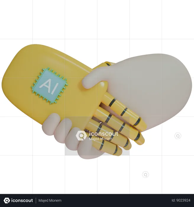 AI Hand Shake com humano  3D Icon