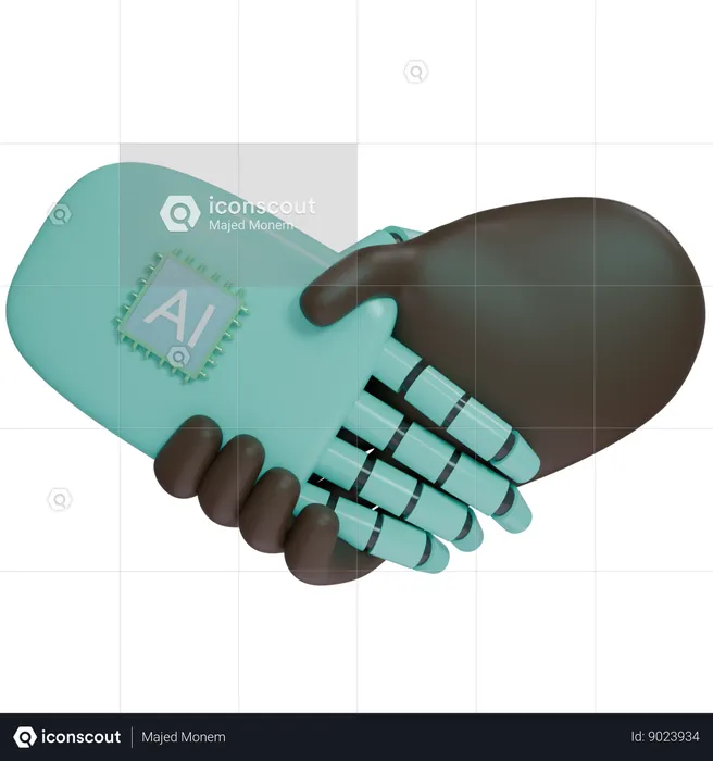 AI Hand Shake con mano humana  3D Icon