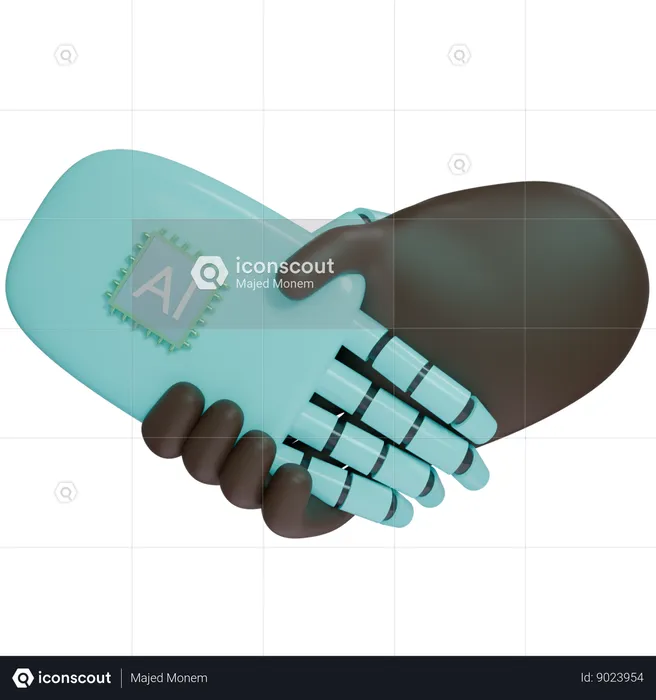 AI Hand Shake con mano humana  3D Icon