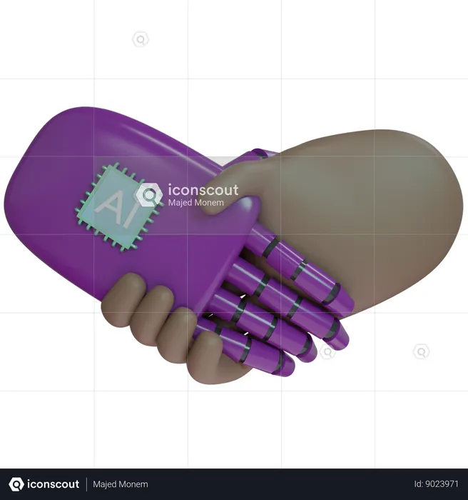 AI Hand Shake con mano humana  3D Icon