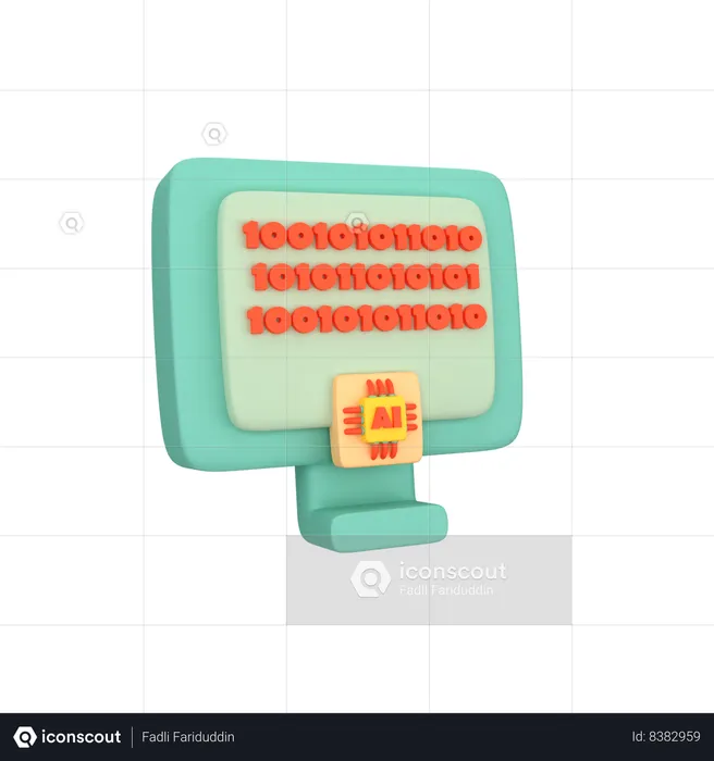 Ai Binary Code  3D Icon