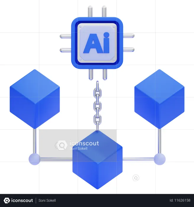 Ai Blockchain  3D Icon