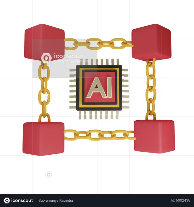 Cadena de bloques de inteligencia artificial  3D Icon