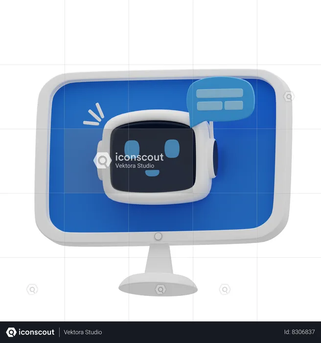 AI Bot Computer  3D Icon