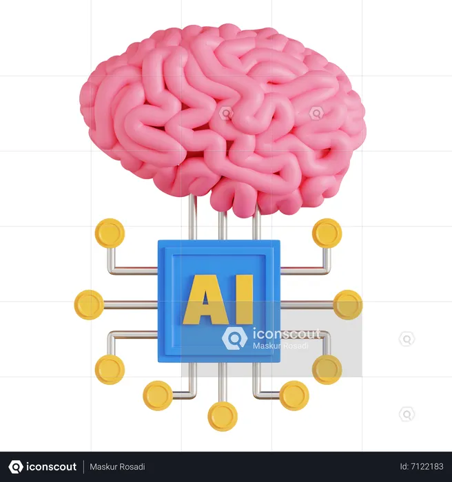 Ai Brain  3D Icon