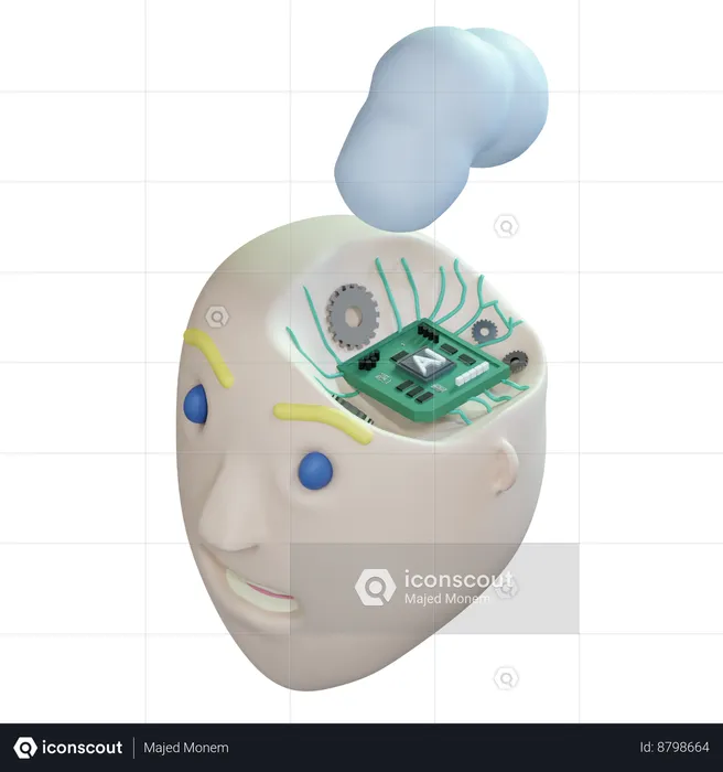 Ai Brain Chip  3D Icon