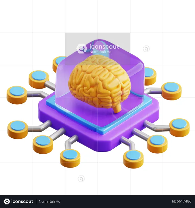 Ai Brain Chip  3D Icon