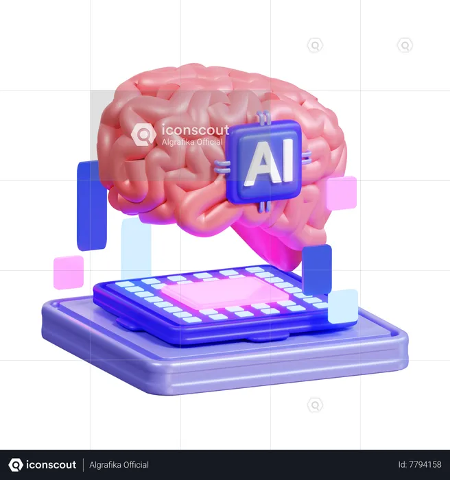 Ai Brain Chip  3D Icon