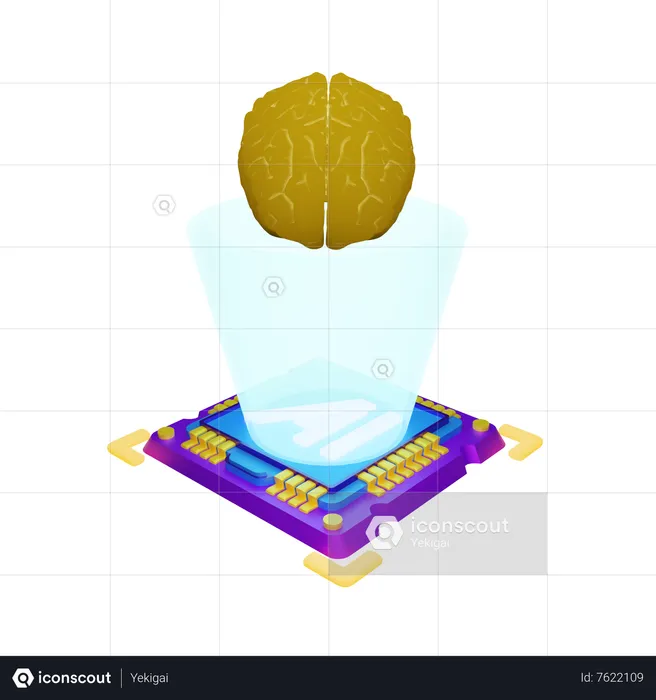 AI Brain Circuit  3D Icon