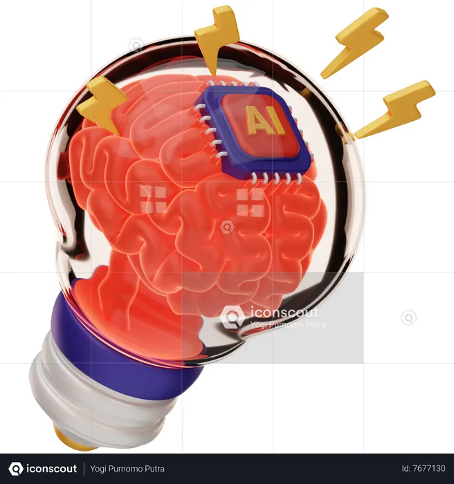 Ai Brain Lamp  3D Icon