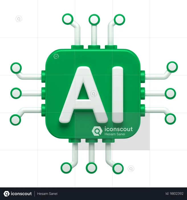 AI 칩  3D Icon