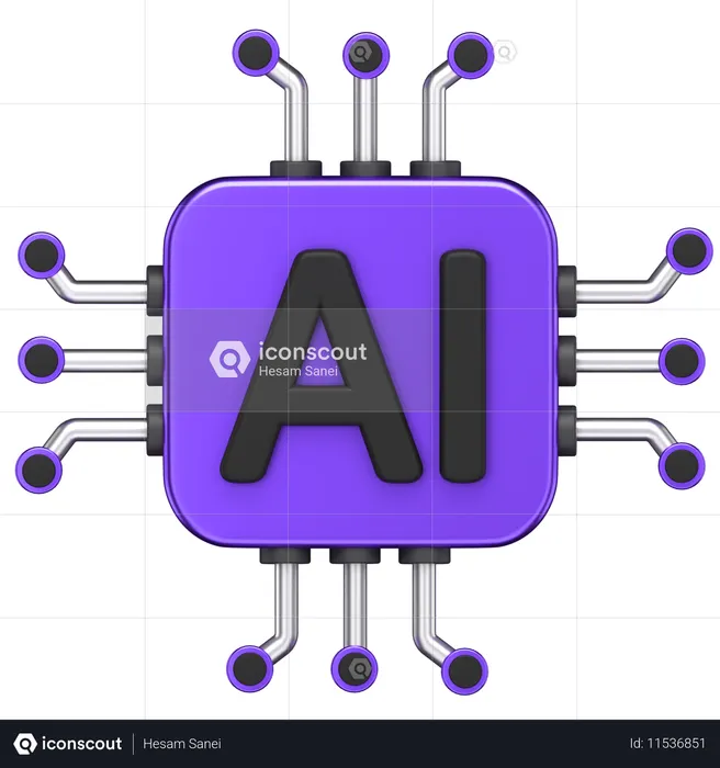 Ai Chip  3D Icon