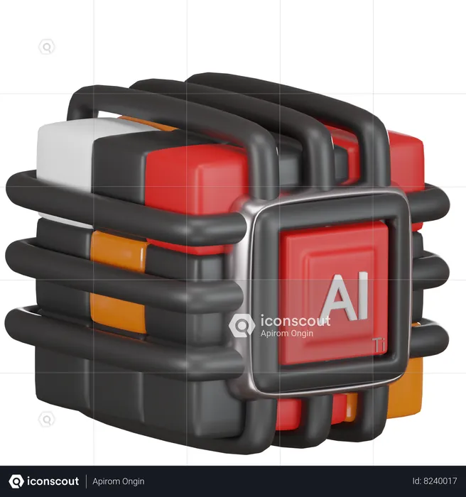 Ai Chip  3D Icon