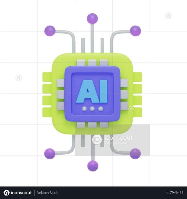 Ai Chip  3D Icon