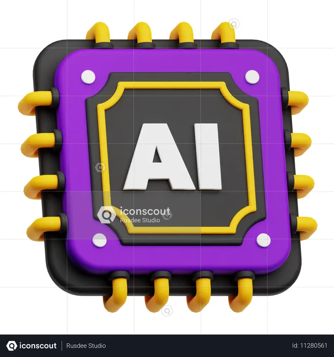 Ai Chip  3D Icon