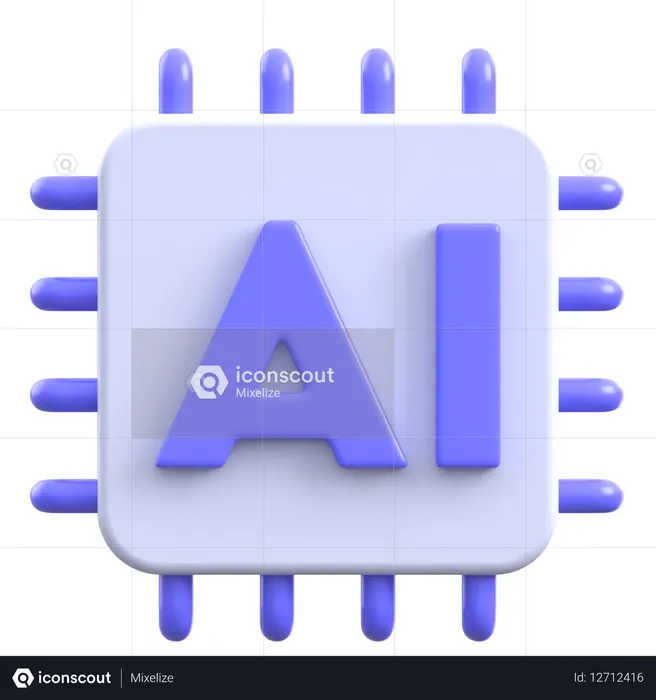 Ai Chip Ai Processor  3D Icon
