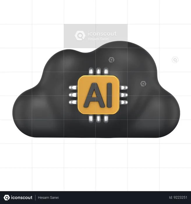 Ai Chip Cloud  3D Icon