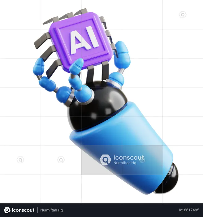 Ai Chip In Robotic Hand  3D Icon