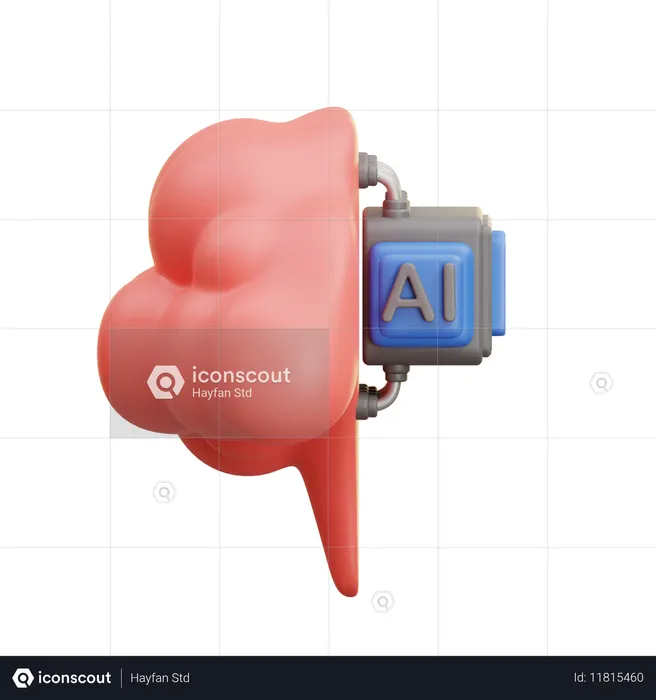 Ai Cloud Brain Storage  3D Icon