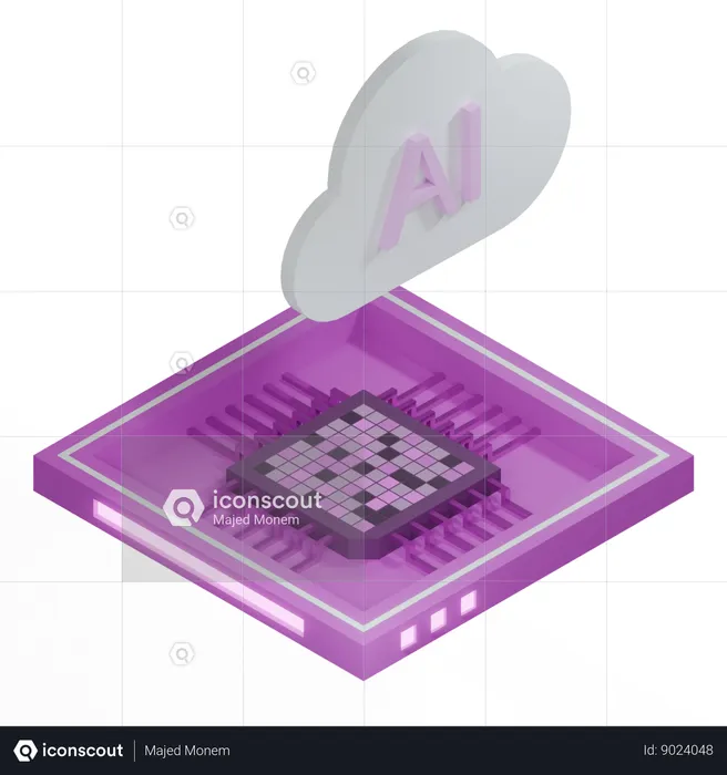 AI Cloud Chip Architecture Processor  3D Icon