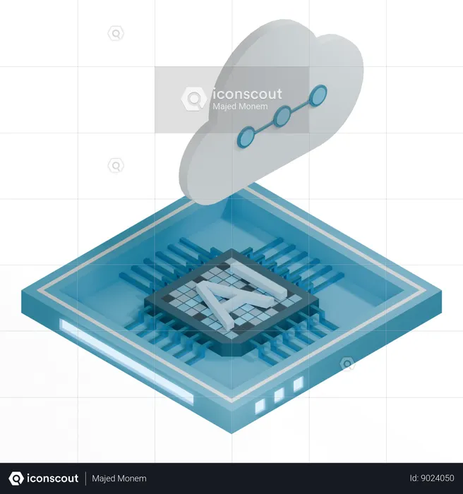 AI Cloud Chip Architecture Processor  3D Icon