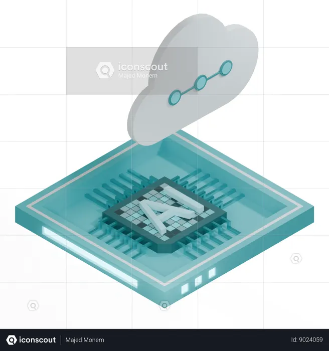 AI Cloud Chip Architecture Processor  3D Icon