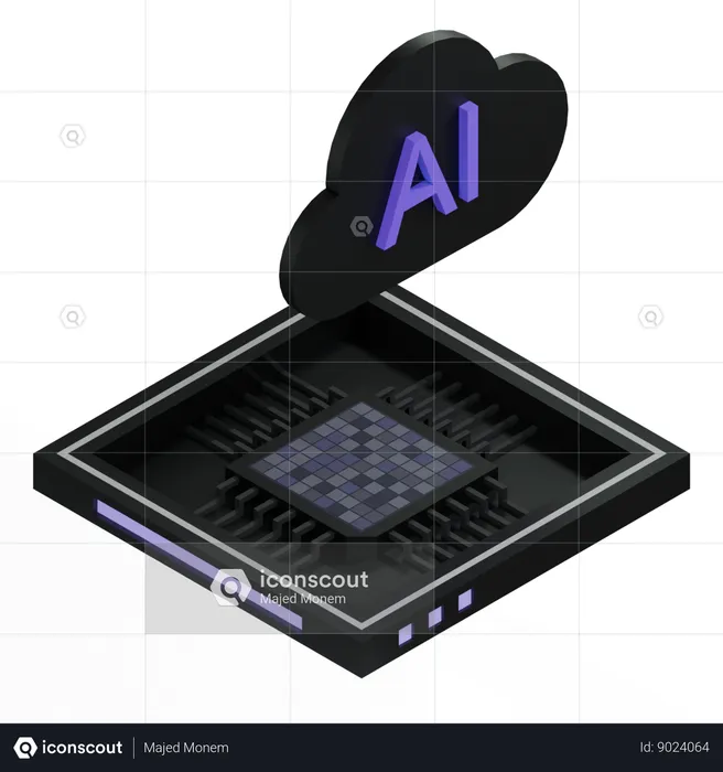 AI Cloud Chip Architecture Processor  3D Icon