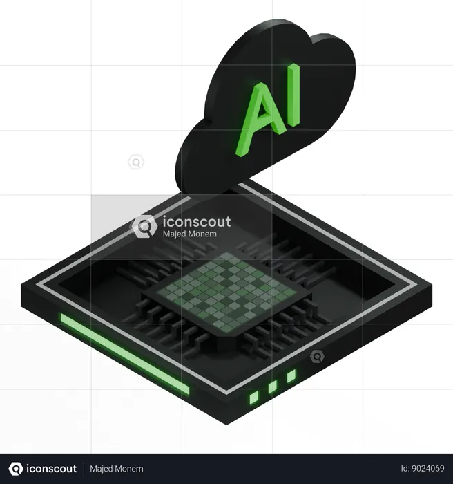 AI Cloud Chip Architecture Processor  3D Icon