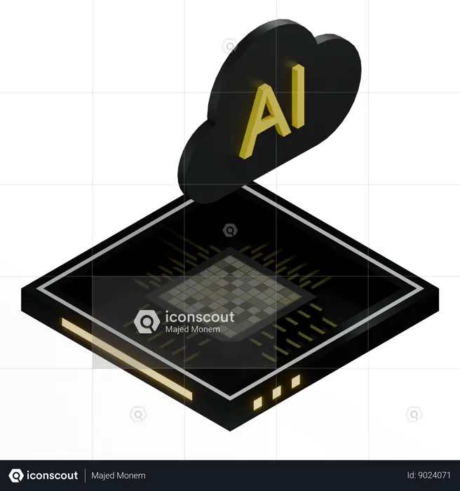 AI Cloud Chip Architecture Processor  3D Icon