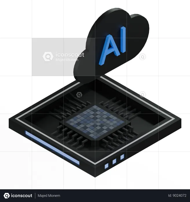 AI Cloud Chip Architecture Processor  3D Icon