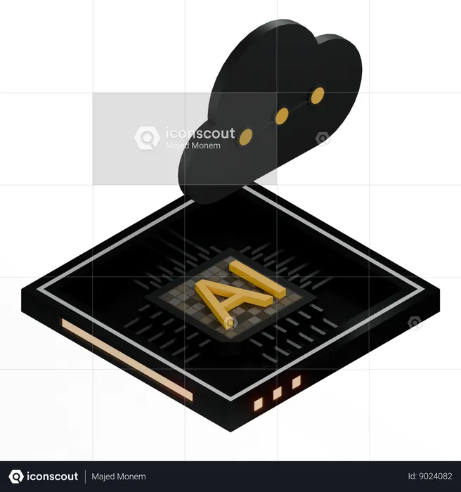 AI Cloud Chip Architecture Processor  3D Icon