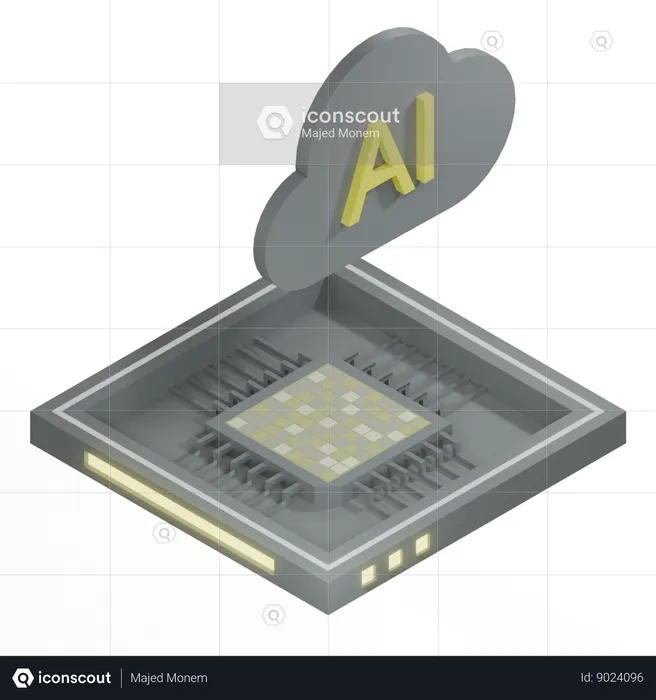 AI Cloud Chip Architecture Processor  3D Icon