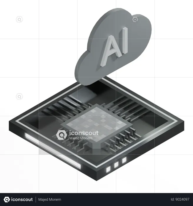 AI Cloud Chip Architecture Processor  3D Icon